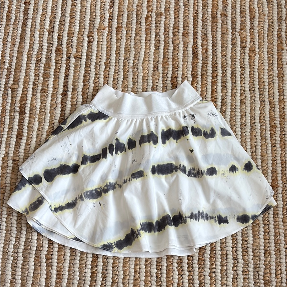 White Tie-Dye Flared Skirt